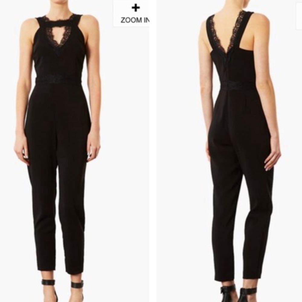 TOPSHOP Black Pant Jumpsuit Lace Keyhole Detail